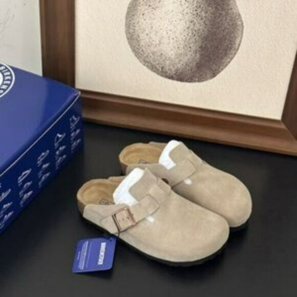🛍🛍🛍 Birkenstock Boston Soft Footbed Suede Taupe Shoes 🛍🛍🛍 - Picture 4 of 6